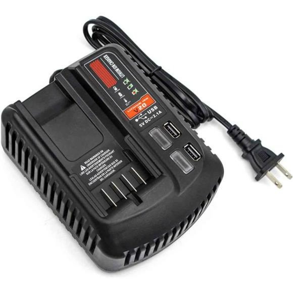 20V Battery Fast Charger with 2 USB Ports Compatible w/ 20V V20 Lithium Battery - Picture 2 of 7